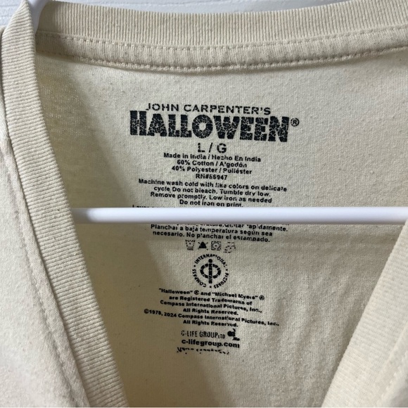 Tan short sleeve cotton t-shirt Michael meyers classic Halloween John Carpenter - Picture 3 of 3